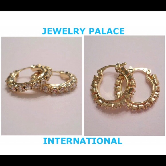 🆕14K Gold Filled 15MM Tiny Cubic Zirconia Hoop Earrings. - Picture 7 of 8